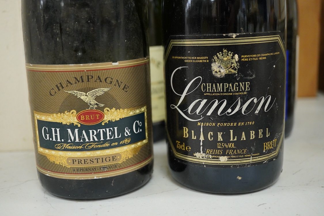 Six various bottles of Champagne to include Monopole, Lanson Black Label and G H Martel & Co